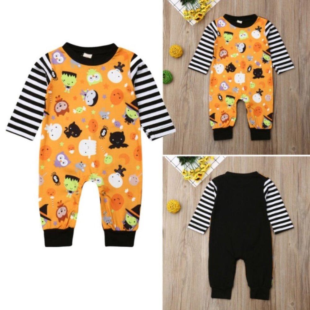 Girl girls boy boys baby jumpsuit Halloween Dracula witch ghost cat pumpkin new - Picture 1 of 5